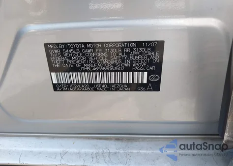 2008 Lexus Ls 460 from USA, damaged, VIN JTHBL46F685063507